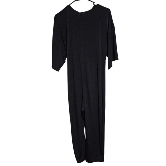 Zara Trafaluc Black Knot Front Jumpsuit Womens Size Small Half Sleeves Back Zip - Picture 2 of 7